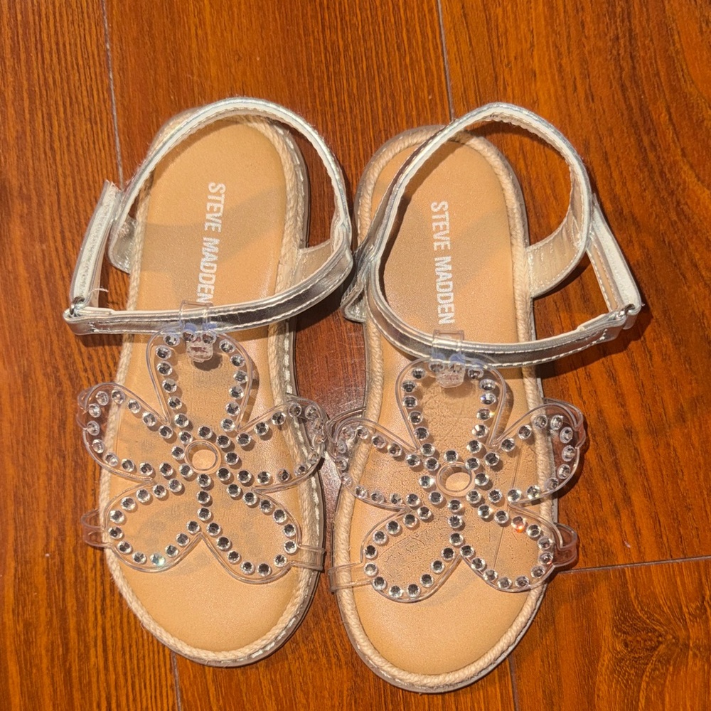 Steve Madden Kids' Tan Sandals with Clear Floral Design
